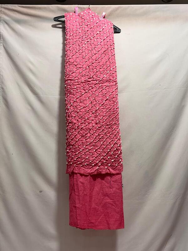 Kala Sanskruti All Over Pink Color Heavy Cotton Satin Bandhani Dress 2.5 M (Each Piece) Elegant Traditional Wear Dress Material for Women