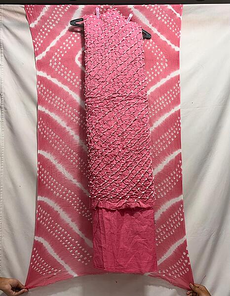 Kala Sanskruti All Over Pink Color Heavy Cotton Satin Bandhani Dress 2.5 M (Each Piece) Elegant Traditional Wear Dress Material for Women