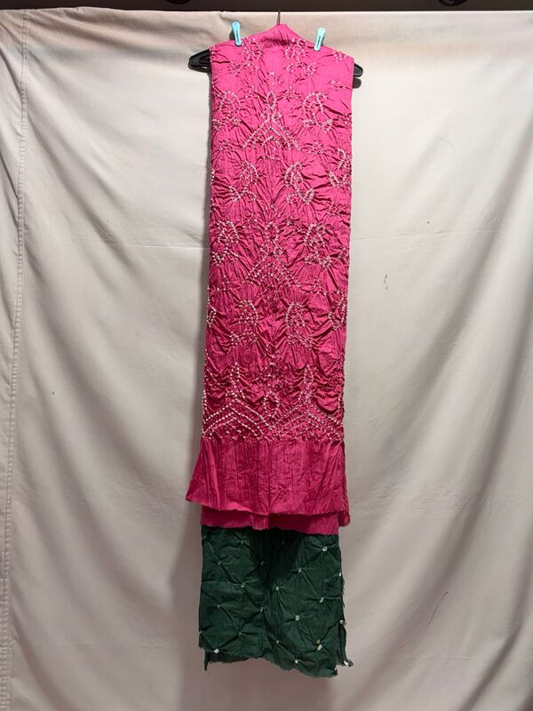 Kala Sanskruti Pink & Kakach Color Heavy Cotton Satin Bandhani Dress 2.5 M (Each Piece) Elegant Traditional Wear Dress Material for Women