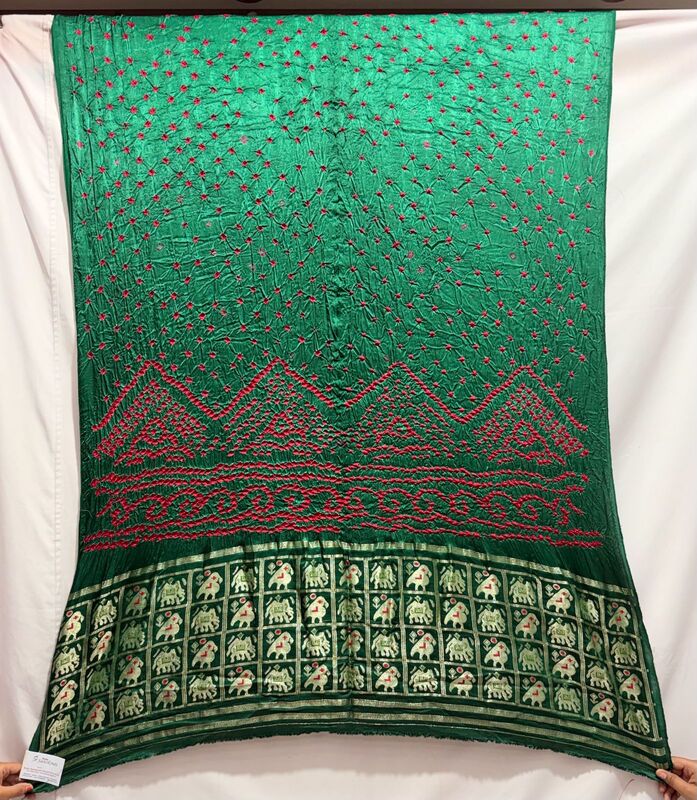 Kala Sanskruti All Over Green Color Art Silk Bandhani Dress 2.5 M Each Piece Elegant Traditional Wear Art Silk Dress for Women