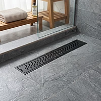 Wave Shower Drain Channel SS-304 (Black)