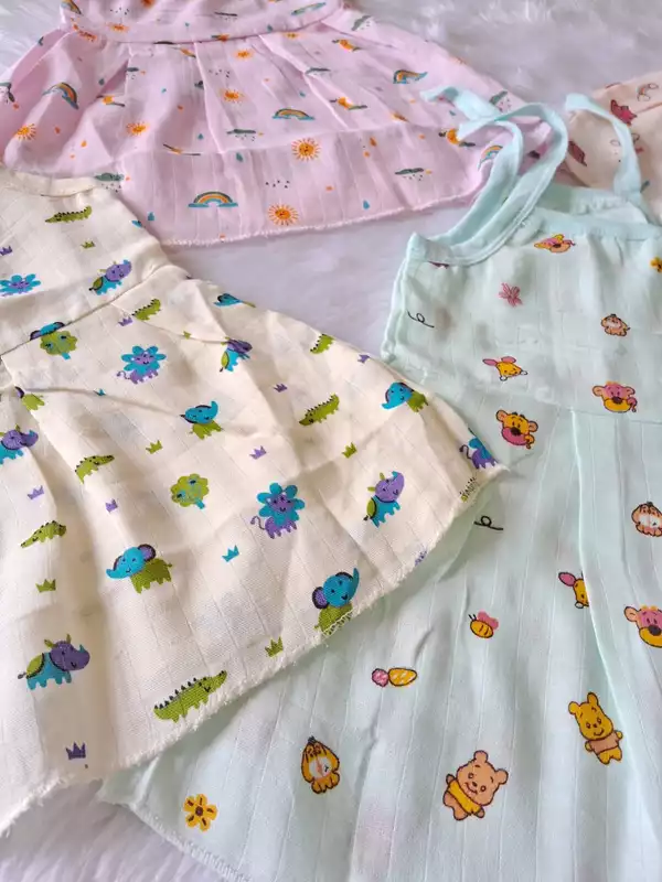 Muslin knot frocks combo ( 0-3 Months)