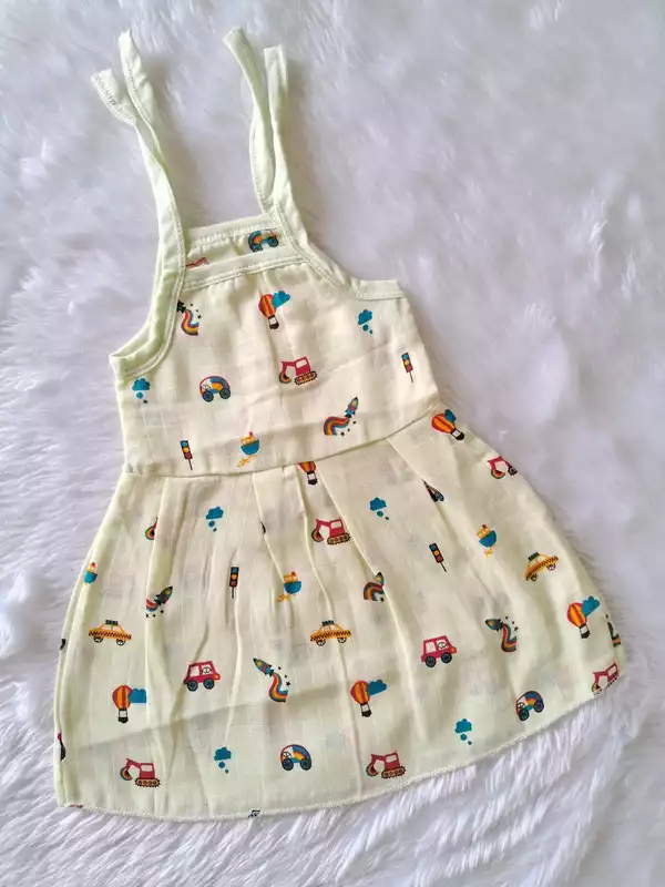 Muslin Color Knot frocks Green