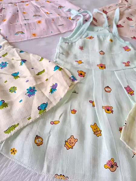 Muslin knot frocks combo ( 0-3 Months)