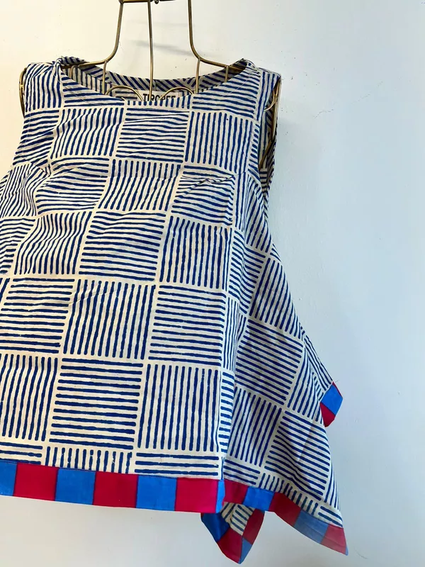 Reva's winged top - Blue Stripes