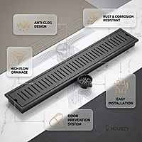 Vertical Shower Drain Channel SS-304 (Black)
