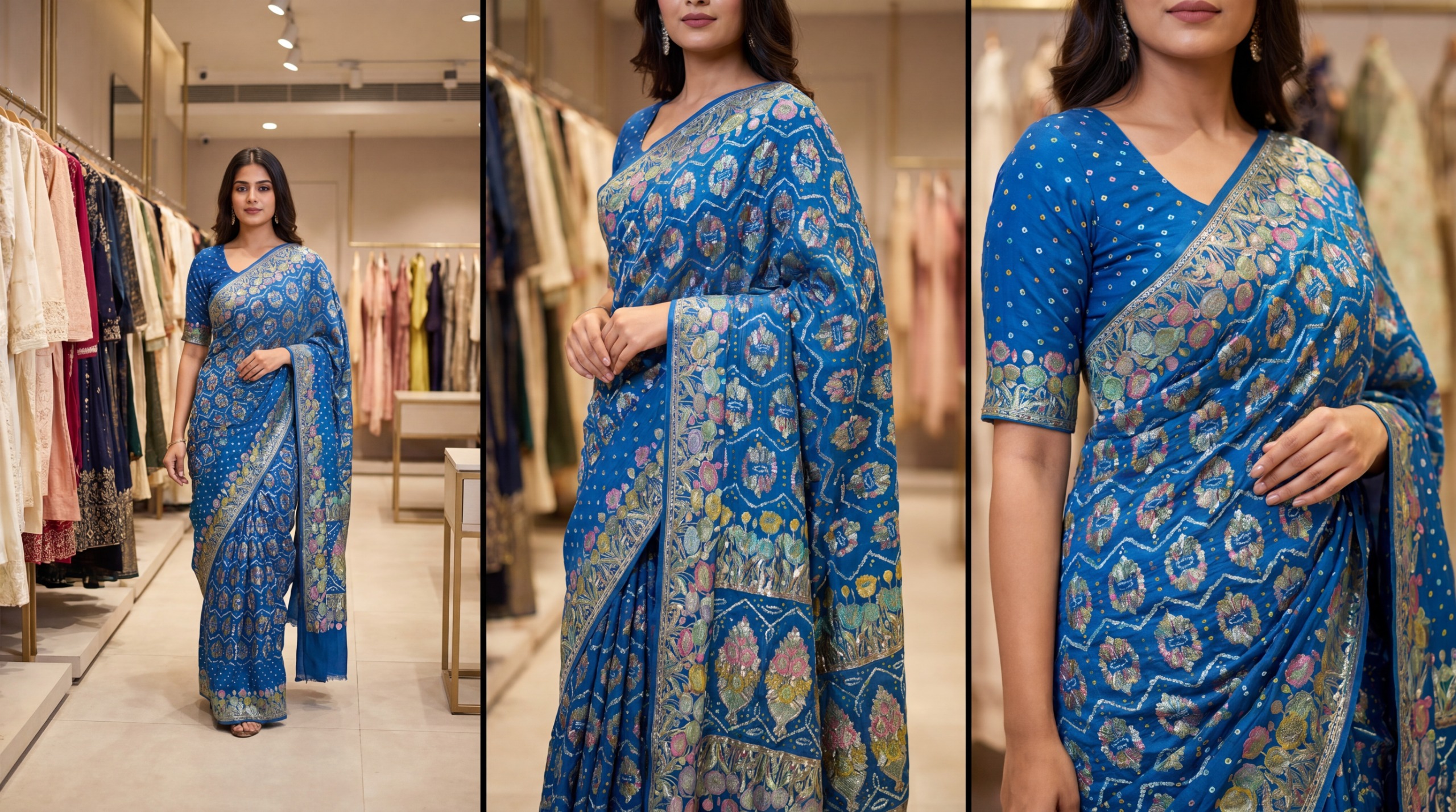 Kala Sanskruti All Over Indigo Blue Color Pure Banarasi Saree 6.5M Elegant Traditional Wear Graceful Pure Banarasi Saree Handcrafted Artistry for Woman