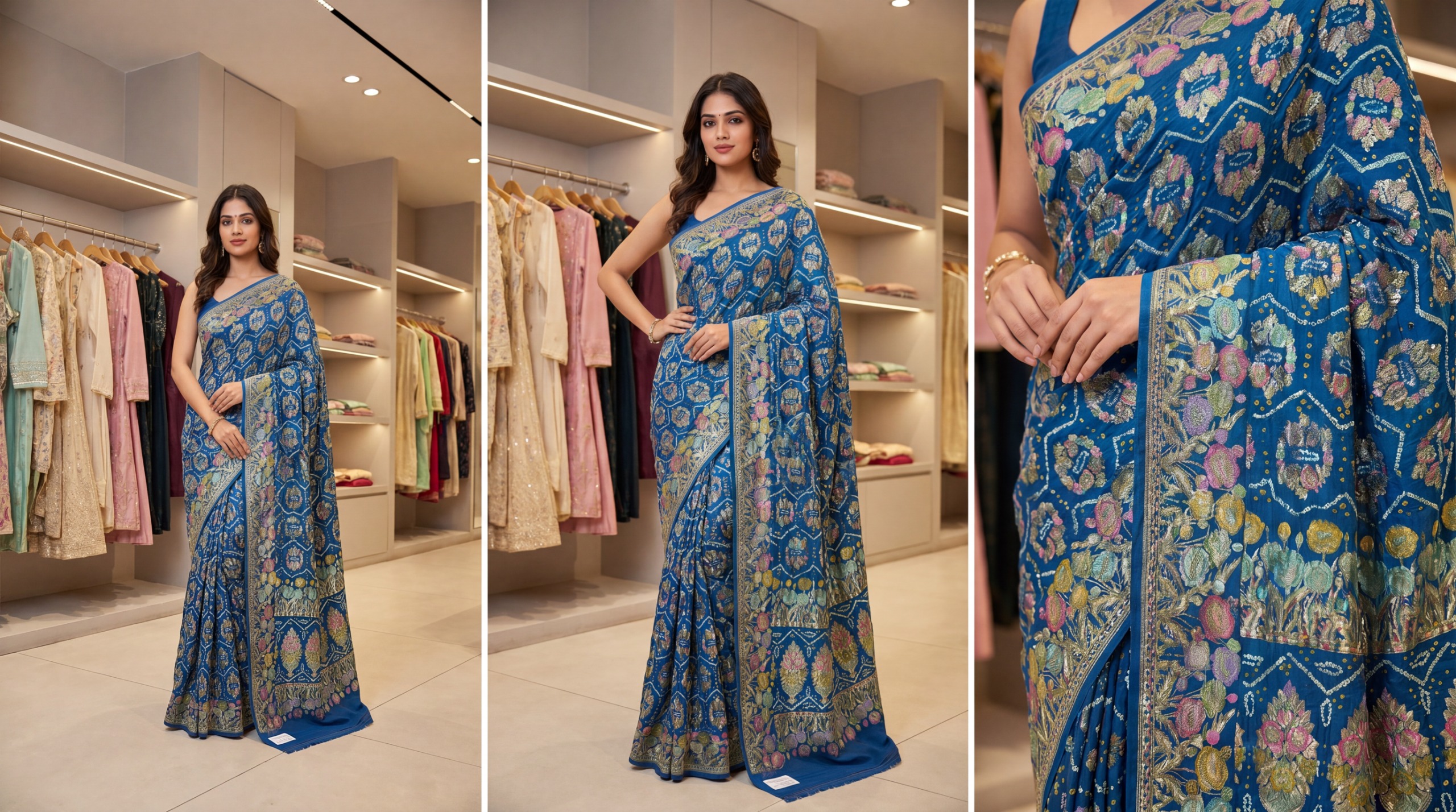 Kala Sanskruti All Over Indigo Blue Color Pure Banarasi Saree 6.5M Elegant Traditional Wear Graceful Pure Banarasi Saree Handcrafted Artistry for Woman