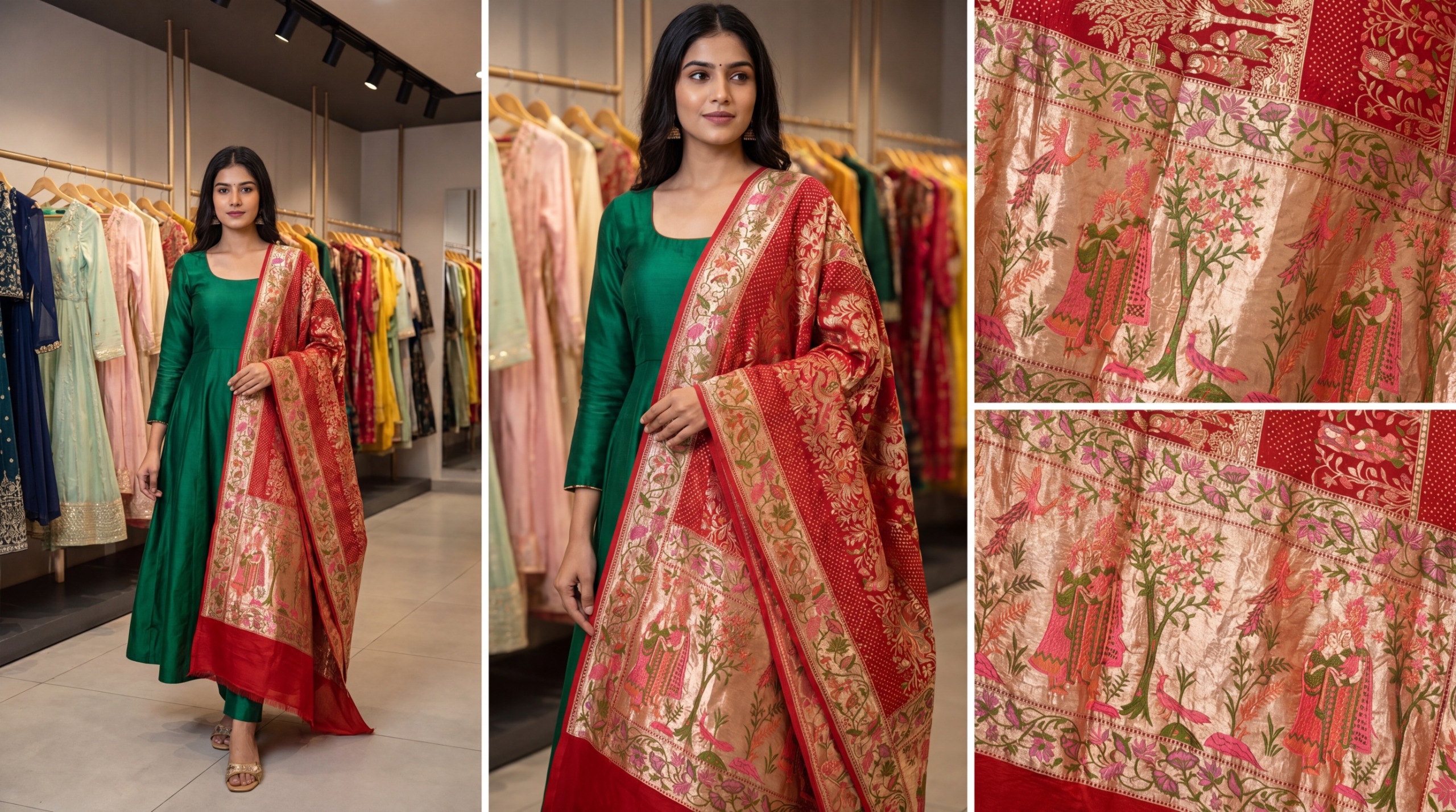 Kala Sanskruti All Over Red Color Banarasi Georgette Bandhani Dupatta 2.5 M Elegant Traditional Wear Unique Dupatta for Women