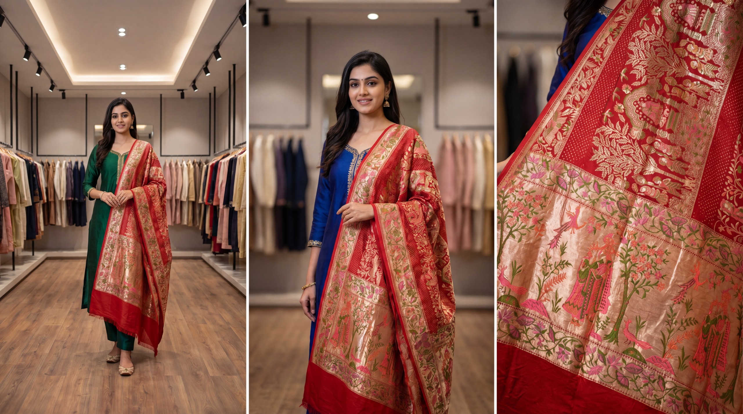 Kala Sanskruti All Over Red Color Banarasi Georgette Bandhani Dupatta 2.5 M Elegant Traditional Wear Unique Dupatta for Women