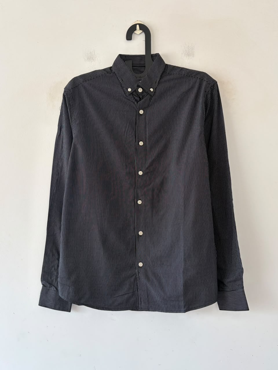 Noir black pin stripes shirt
