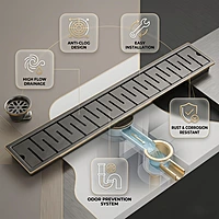 Piano Shower Drain Channel SS-304 (Black)