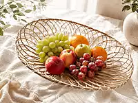 Handwoven Oval Bamboo Fruit Tray/Basket,Eco-Fridendly Kitchen &Table Decor