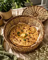 Dual Tone Rustic Handwoven Bamboo Roti Basket with Cover