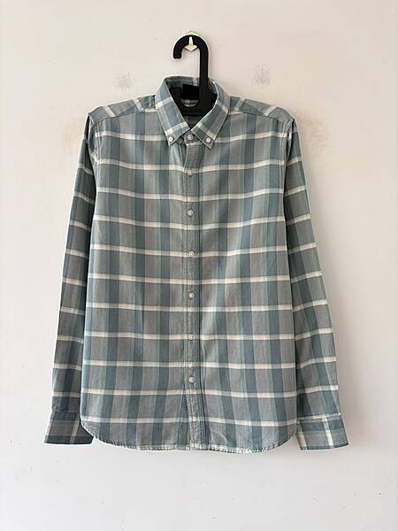Mist teal & ivory grid flannels