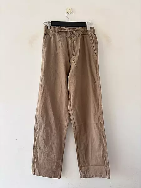 Taupe relaxed-fit linen pants
