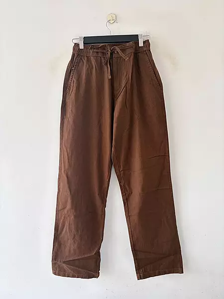 Chocolate relaxed-fit linen pants