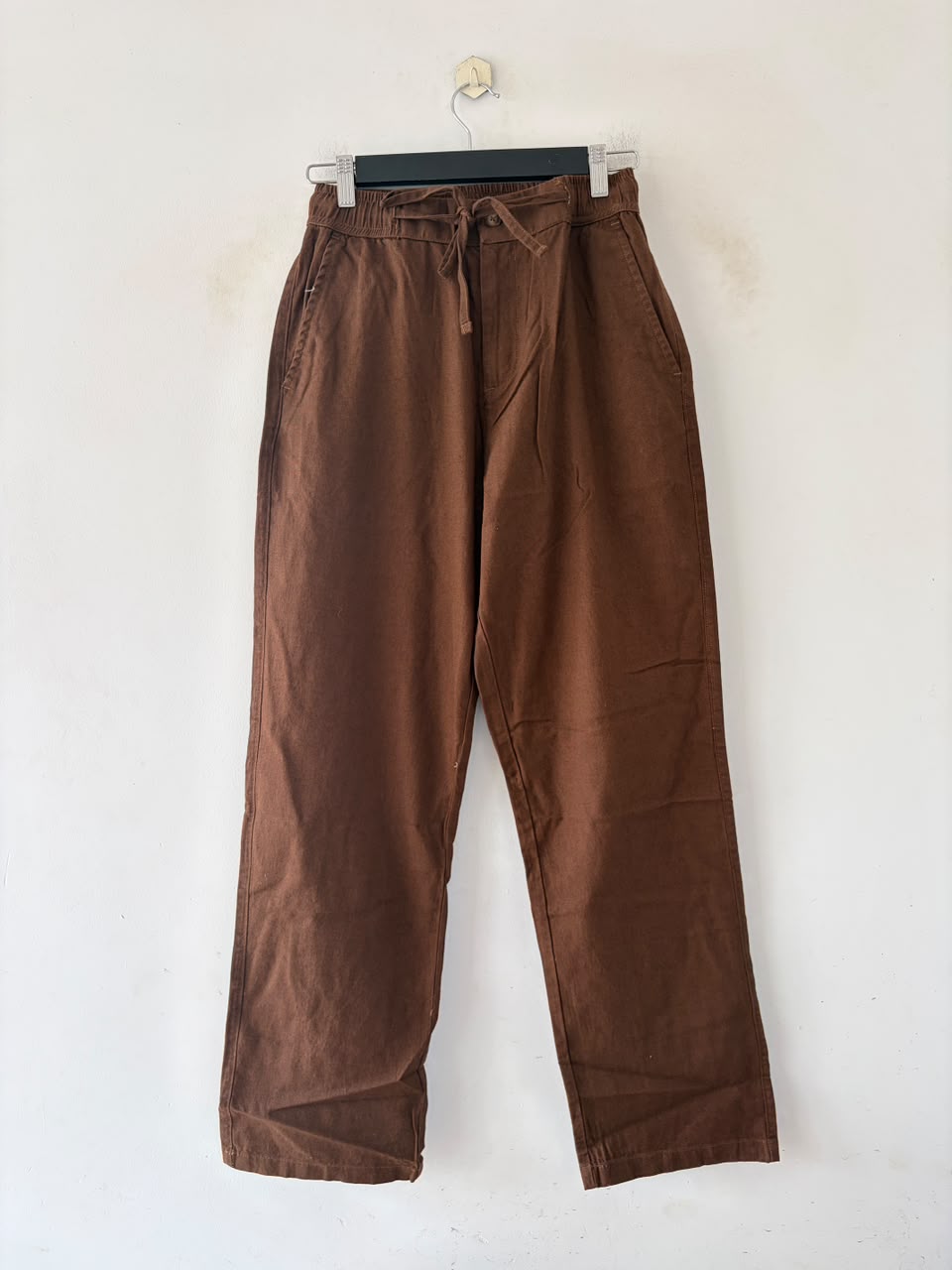 Chocolate relaxed-fit linen pants
