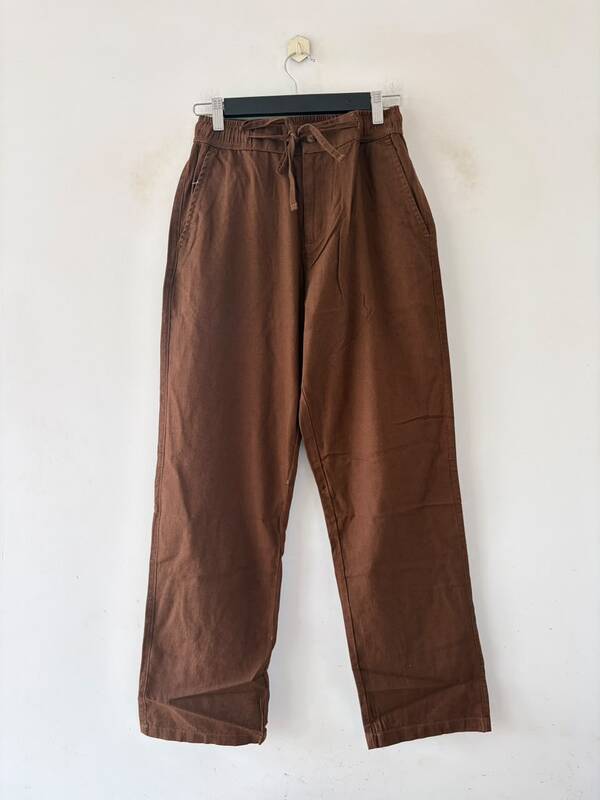Chocolate relaxed-fit linen pants