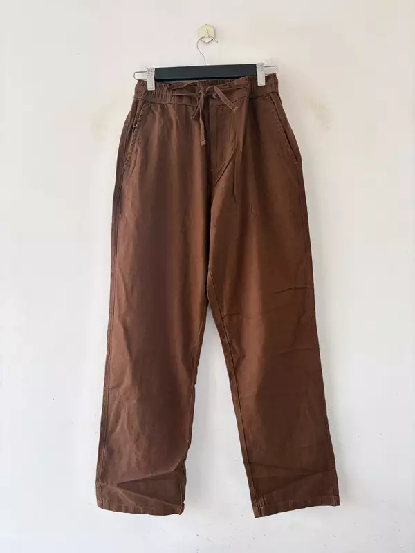 Chocolate relaxed-fit linen pants