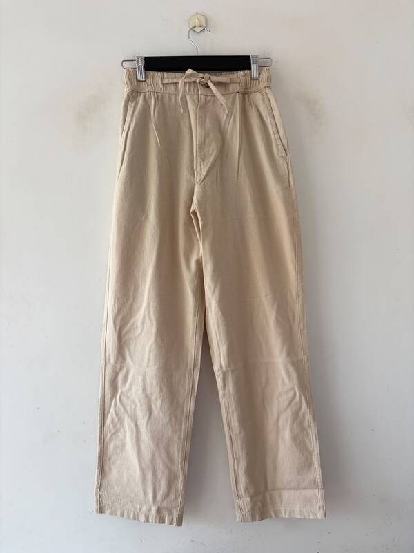 Beige relaxed-fit linen pants