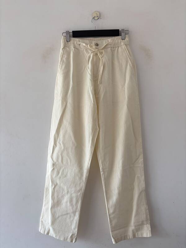 Soft cream relaxed-fit linen pants