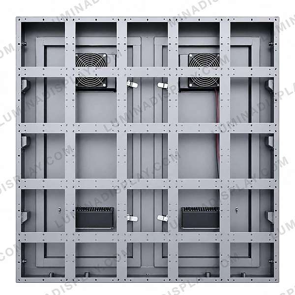 Grey V2 MS GI outdoor P6 LED cabinet 960 x 960 mm for 192 x 192 modules, with fans – Lumina