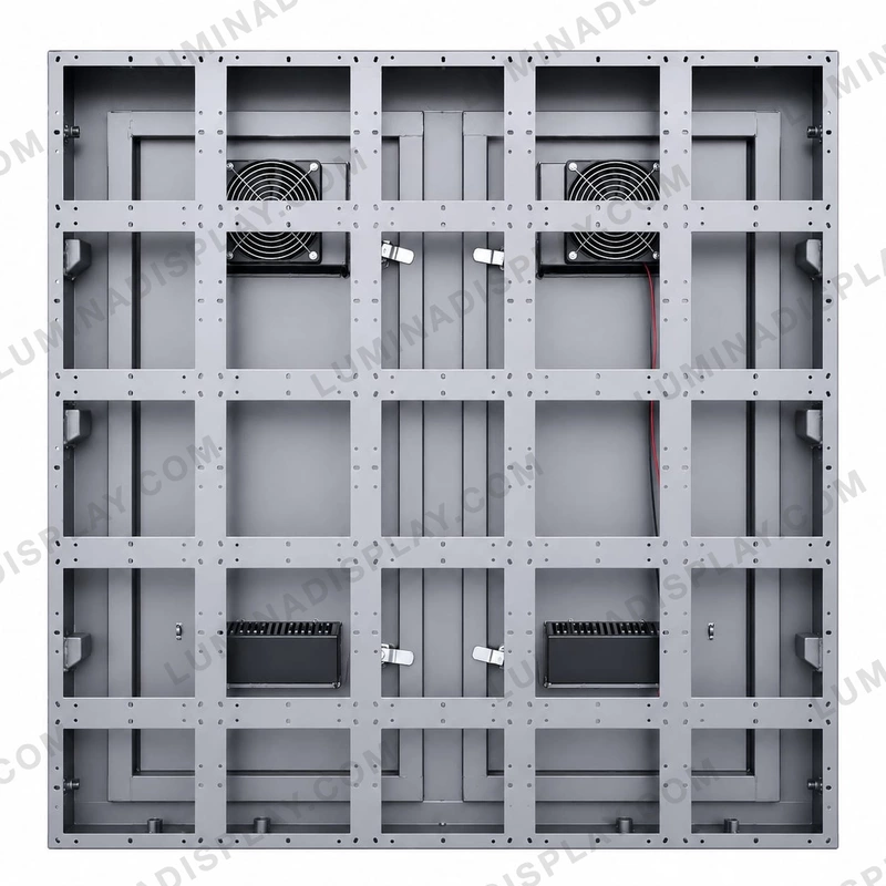 Grey V2 MS GI outdoor P6 LED cabinet 960 x 960 mm for 192 x 192 modules, with fans – Lumina