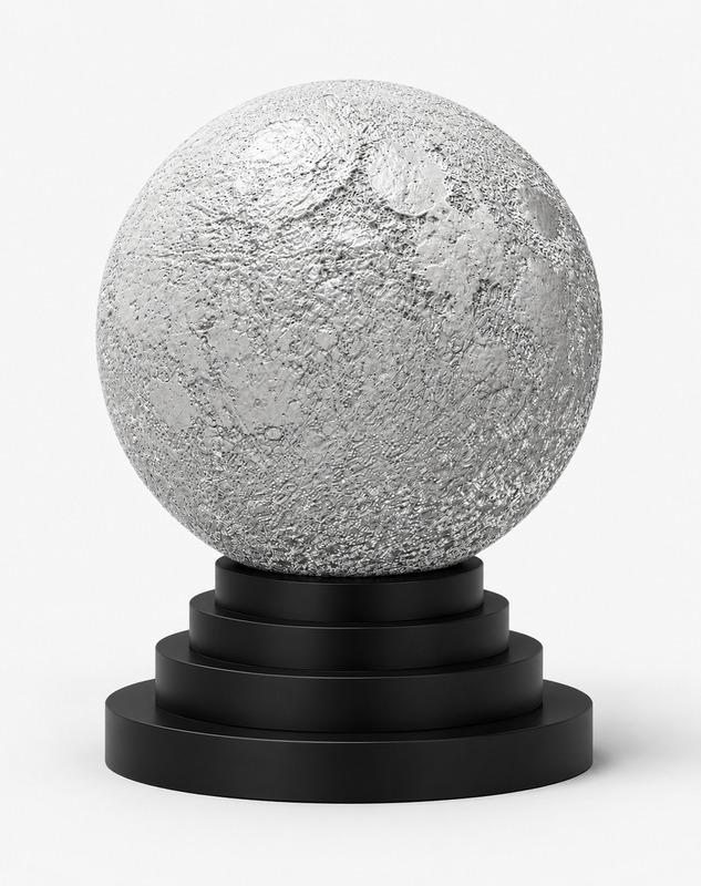 3D Printed Moon Sculpture with Display Base – Detailed Lunar Display Model