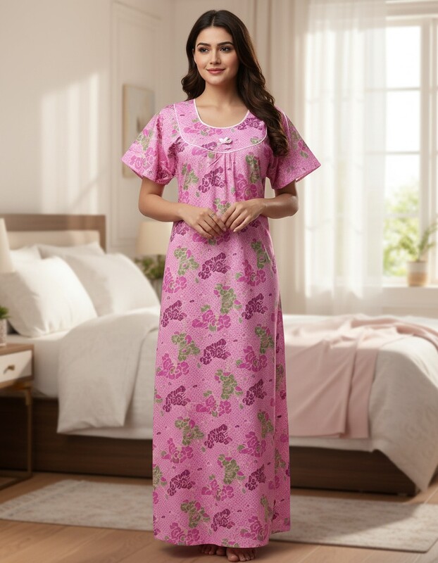 SHAILAJA ROUND NECK NIGHTIES