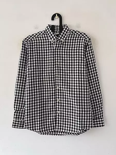 Monochrome textured check shirt