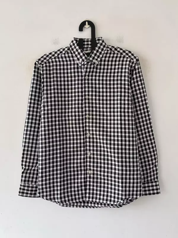 Monochrome textured check shirt