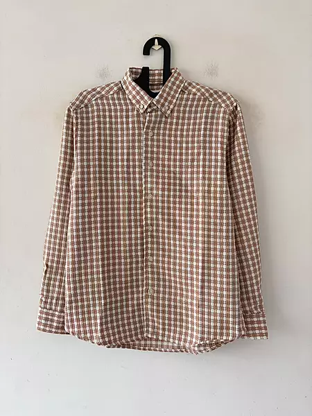 Sand textured check shirt