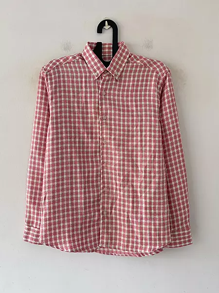 Pink textured check shirt