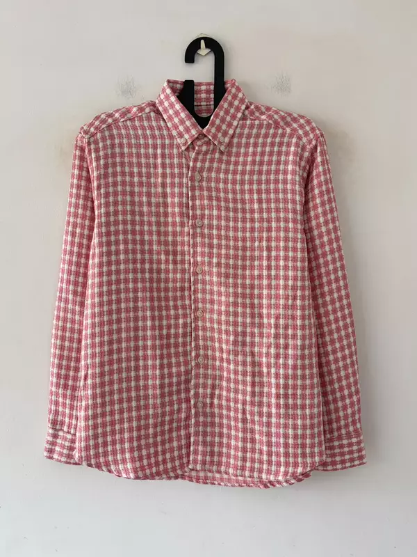 Pink textured check shirt