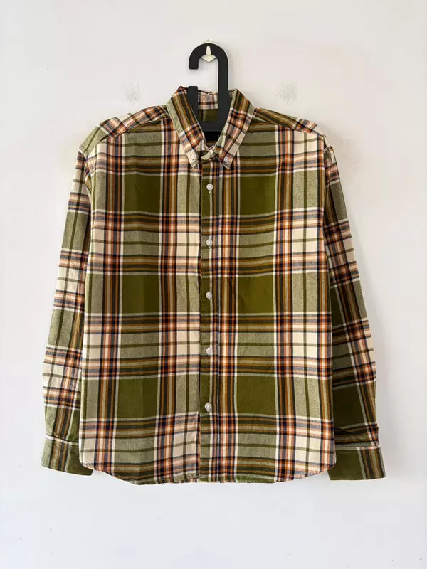 Olive green & amber flannels