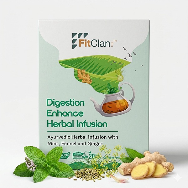 Digestion Enhance Herbal Tea | Ayurvedic Digestive Tea with Fennel, Ginger & Mint