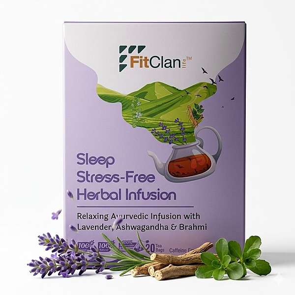 Sleep Stress-Free Herbal Tea | Relaxing Ayurvedic Tea with Ashwagandha, Brahmi & Lavender