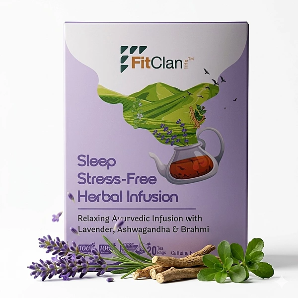 Sleep Stress-Free Herbal Tea | Relaxing Ayurvedic Tea with Ashwagandha, Brahmi & Lavender