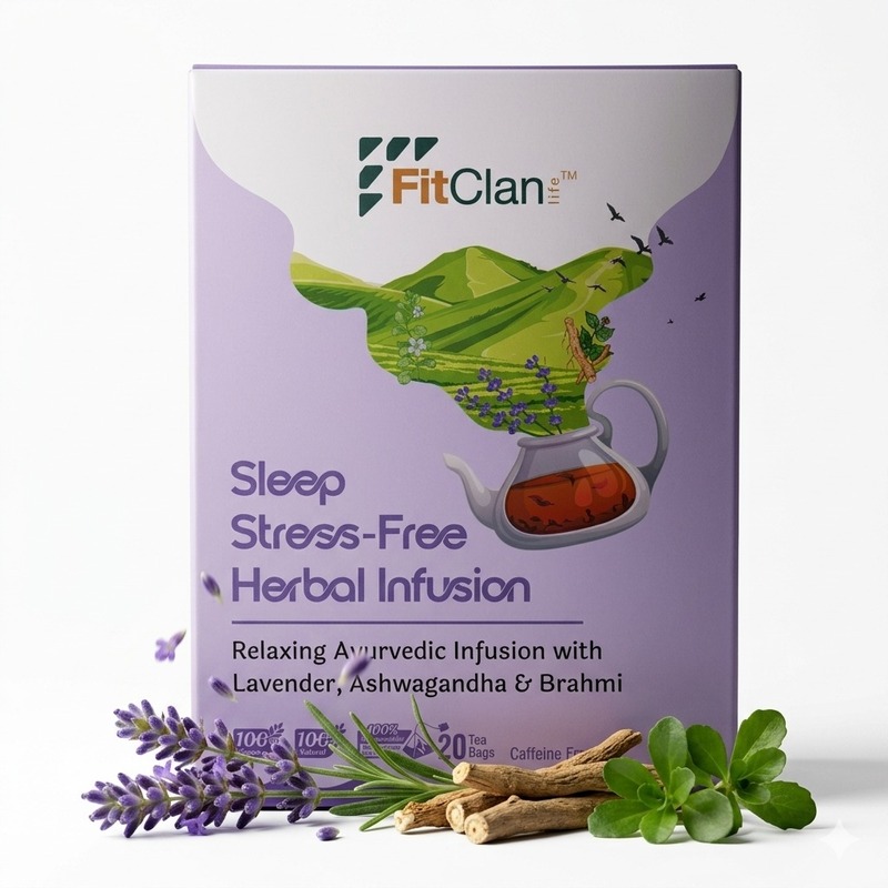 Sleep Stress-Free Herbal Tea | Relaxing Ayurvedic Tea with Ashwagandha, Brahmi & Lavender