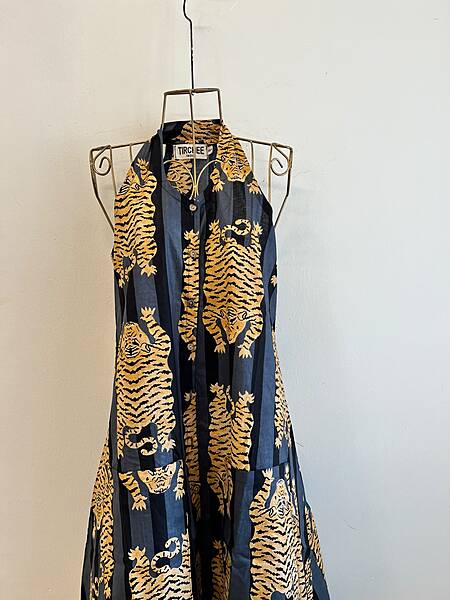 Cyra's Racer Back Dress - Black Stripes with Tigers