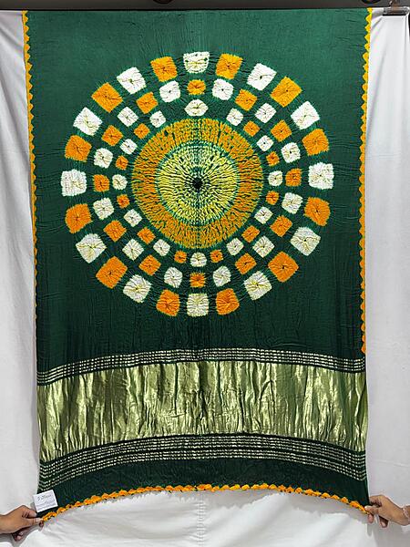 Kala Sanskruti All Over Green Colour Art Silk Bandhani Saree With Shibori Design 6.5M with Blouse Piece Elegant Traditional Wear Bridal Unique Saree for Women