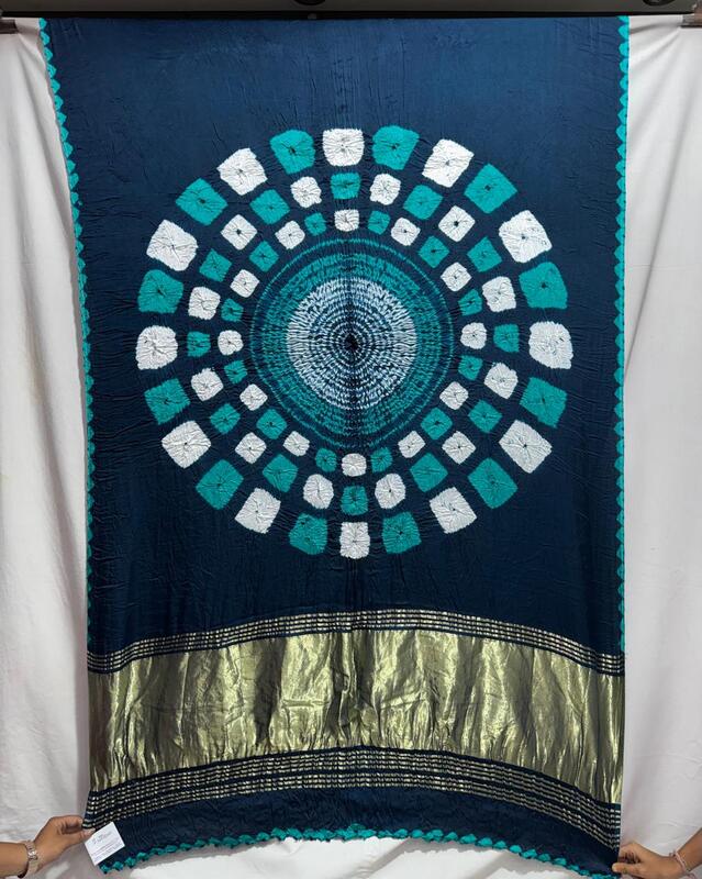 Kala Sanskruti All Over Indigo Colour Art Silk Bandhani Saree With Shibori Design 6.5M with Blouse Piece Elegant Traditional Wear Bridal Unique Saree for Women