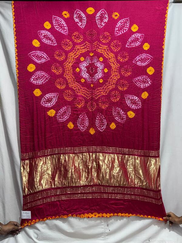Kala Sanskruti All Over Pink Colour Art Silk Bandhani Saree With Shibori Design 6.5M with Blouse Piece Elegant Traditional Wear Bridal Unique Saree for Women