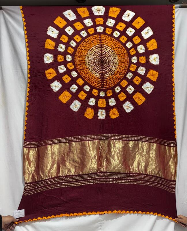 Kala Sanskruti All Over Maroon Colour Art Silk Bandhani Saree With Shibori Design 6.5M with Blouse Piece Elegant Traditional Wear Bridal Unique Saree for Women