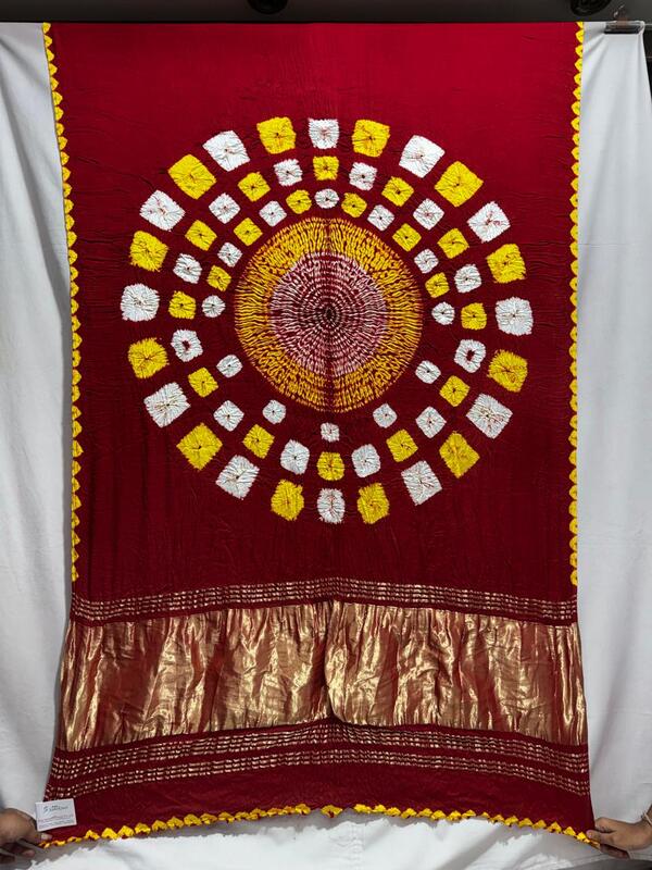 Kala Sanskruti All Over Red Colour Art Silk Bandhani Saree With Shibori Design 6.5M with Blouse Piece Elegant Traditional Wear Bridal Unique Saree for Women