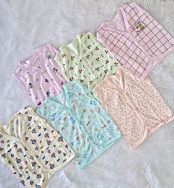 Soft Hosiery cotton Button jabla -5 COMBO (0-3 Months)