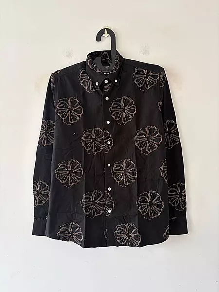 Noir linen embroidered shirt