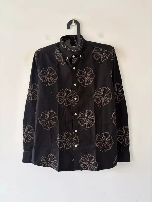 Noir linen embroidered shirt