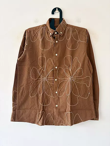 Cocoa linen embroidered shirt